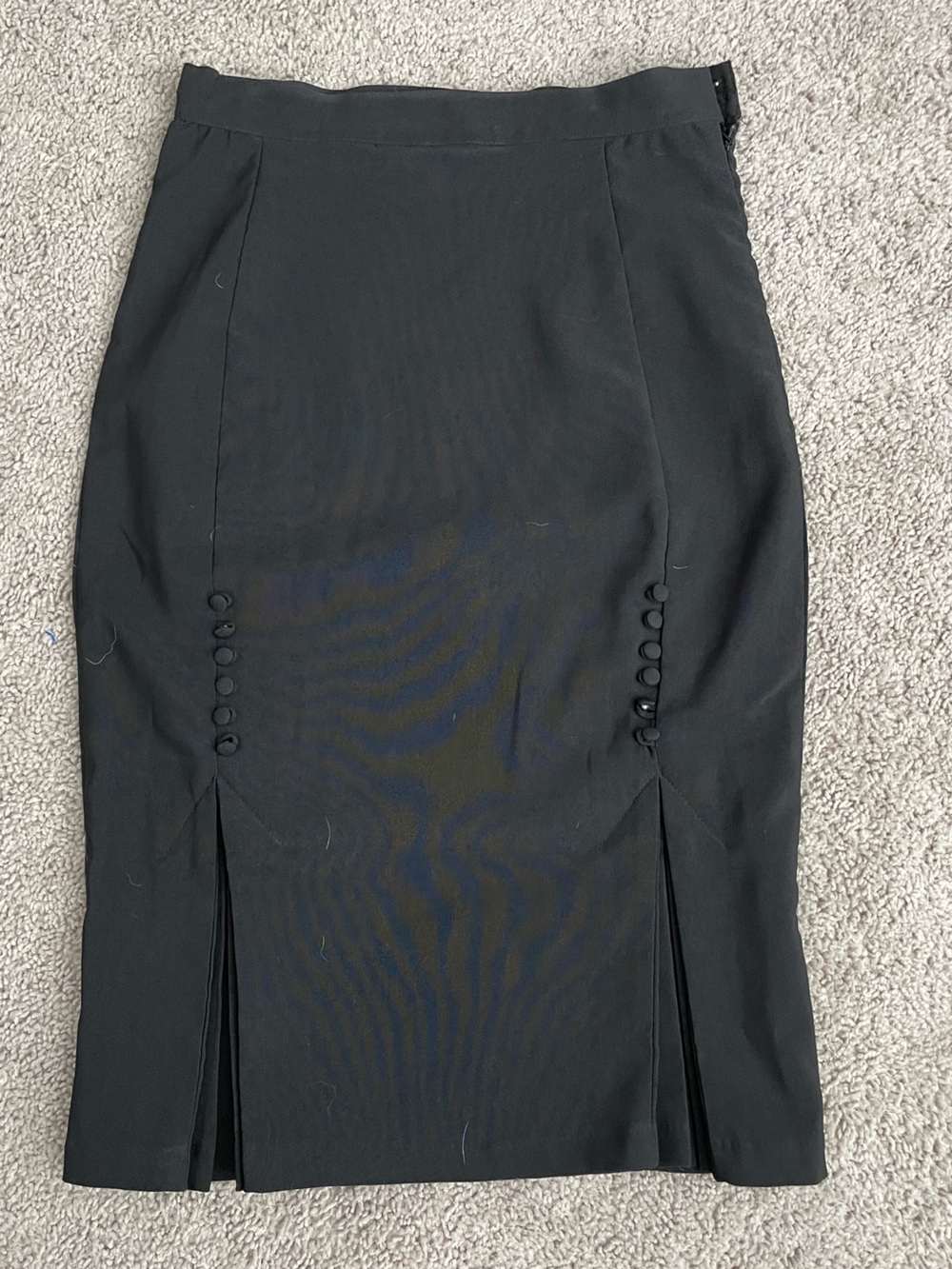 Tatyana Vintage Style Black Secretary Pencil Skirt Back Pleat Accent